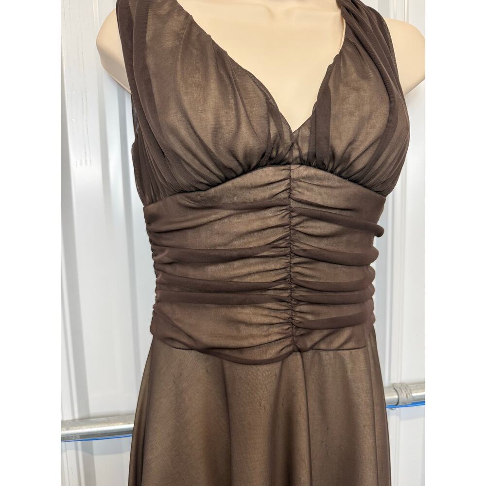 Connected Apparel Ruched Knee Length Mesh‎ Overlay Dress Goth Y2K 6P